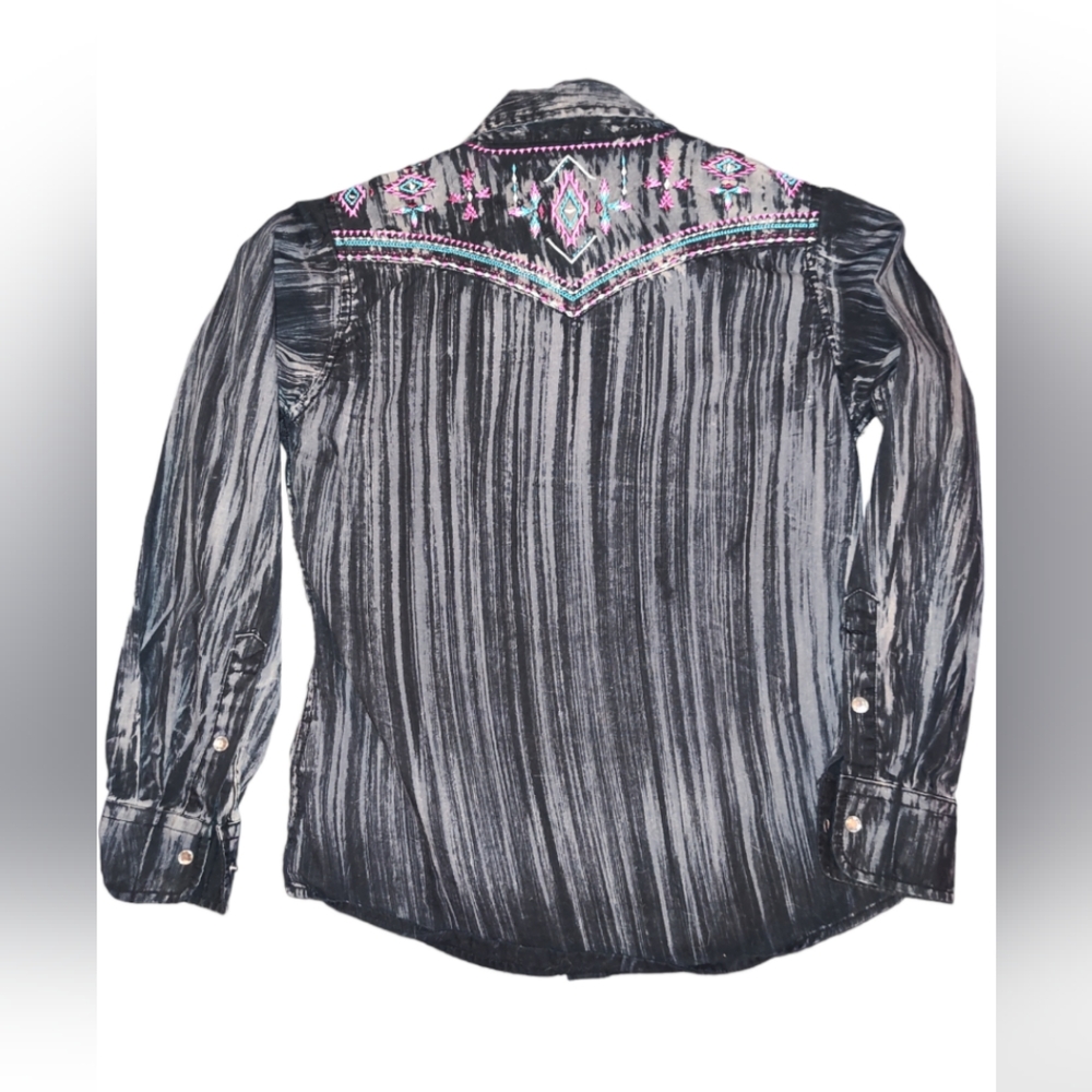 Cowgirl Hardware Girls Western Rodeo Cotton Embroidered Top Blouse Size Medium - Picture 2 of 9
